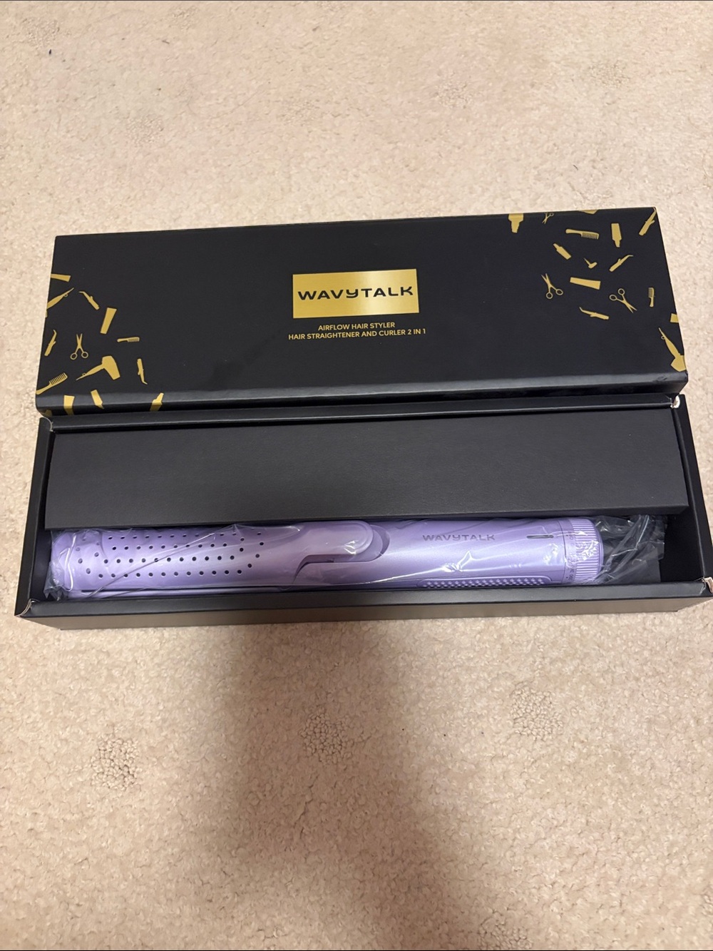 New in Box WAVYTALK Airflow Purple Hair Styler- Straightener & Curler 2 in 1
